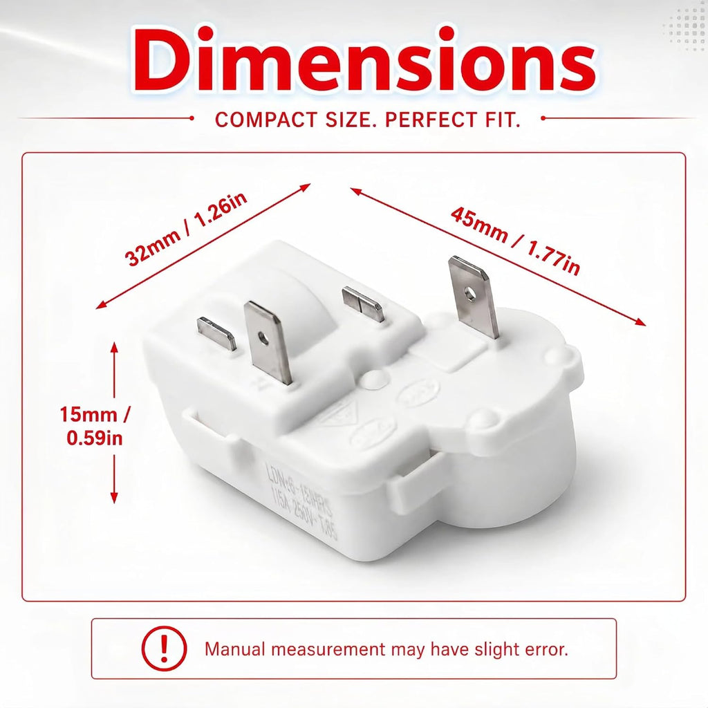 2Pin Refrigerator Overload Protector PTC Starter Relay Compressor | Fits Danby, Haier, Midea mini fridge and freezer