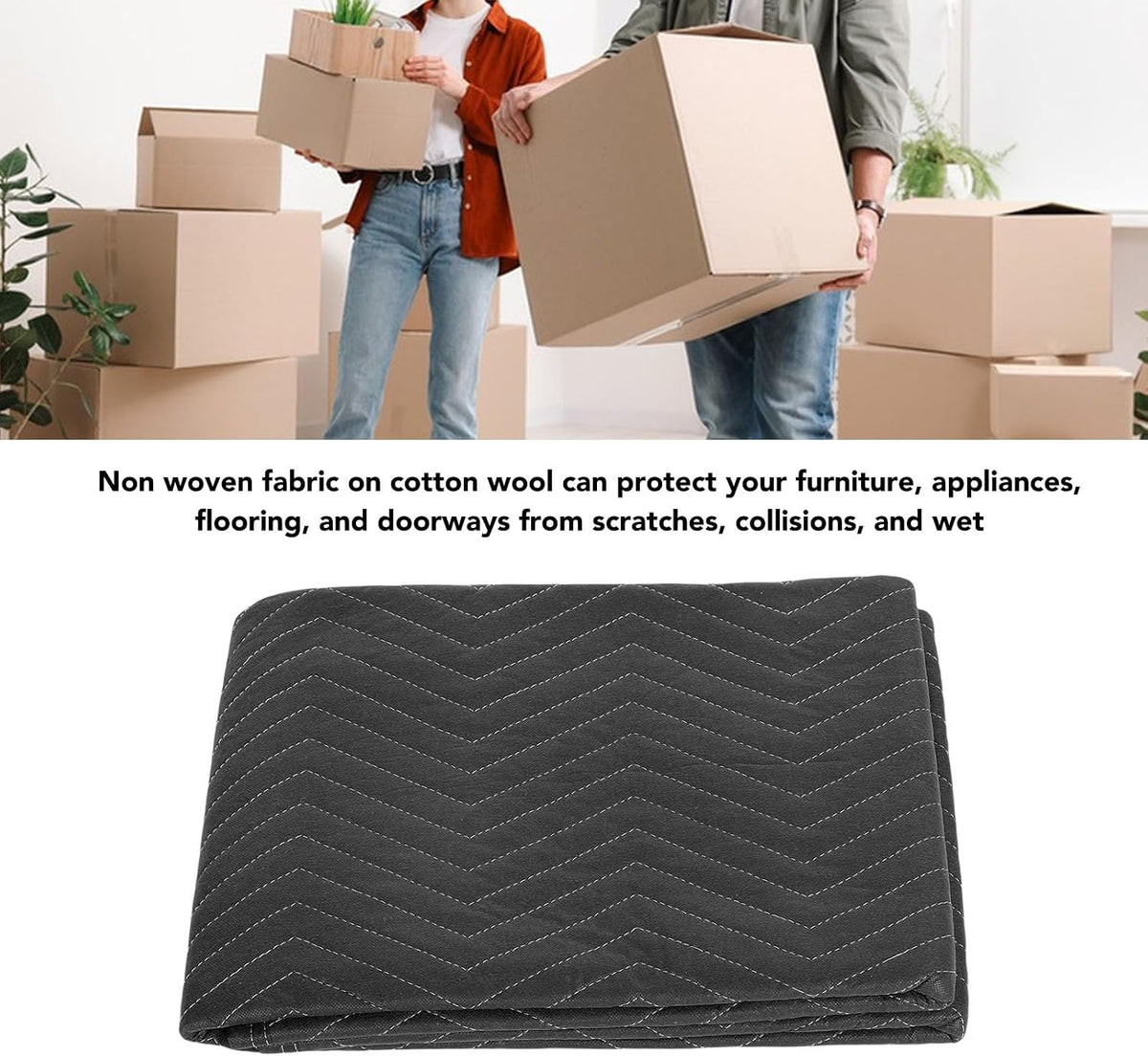 Furniture Moving Blanket Set 2PCS Heavy Duty Quilted 80x72 Inch