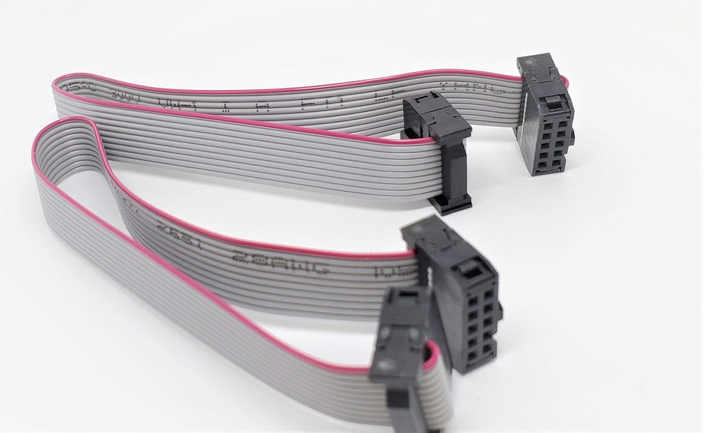 IDC 2-Pack 20cm 8" Length 10 Pins 10P 2.54mm FC Dual Rows 0.1" Pitch Connectors Female Sockets on Silver Flat Ribbon Cable, Net Length is 7 inches 18cm F/F (10P-20cm-2PK)