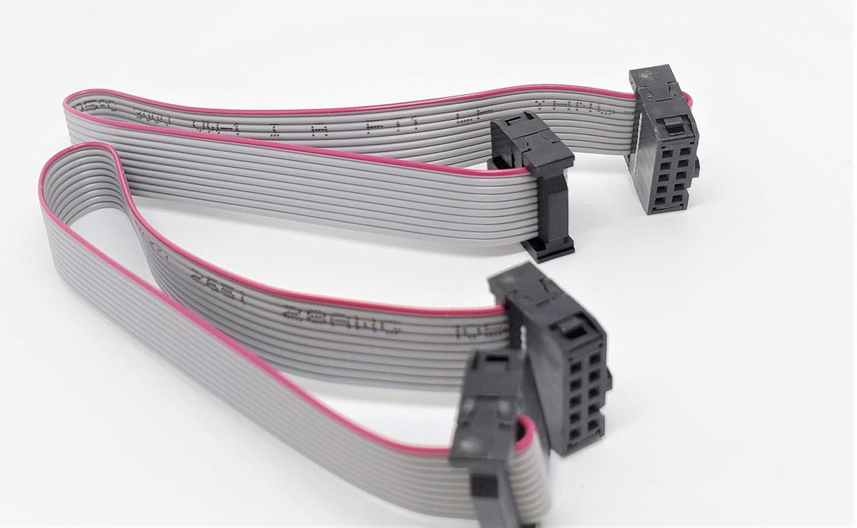 IDC 2-Pack 20cm 8" Length 10 Pins 10P 2.54mm FC Dual Rows 0.1" Pitch Connectors Female Sockets on Silver Flat Ribbon Cable, Net Length is 7 inches 18cm F/F (10P-20cm-2PK)