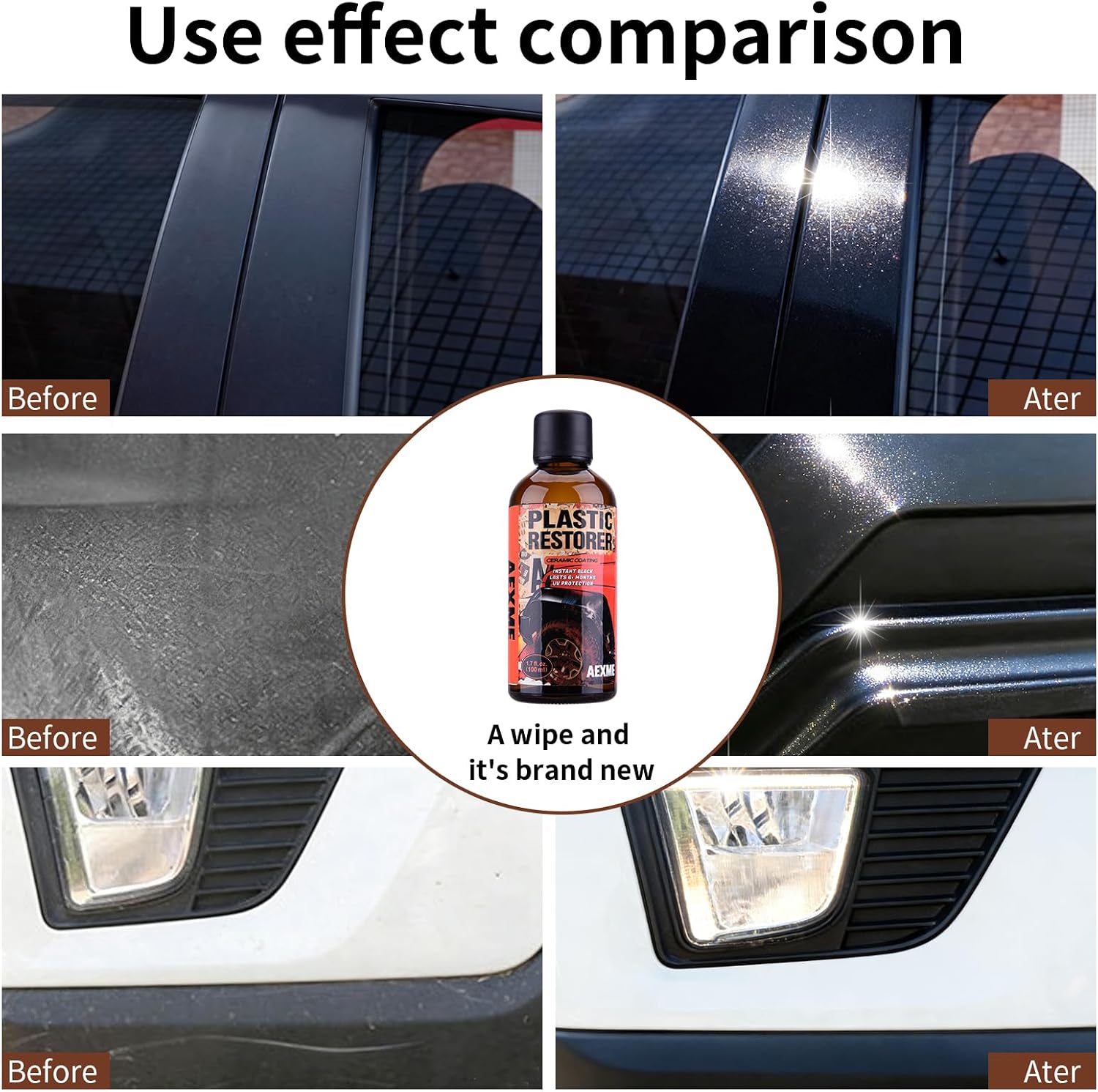 Car Plastic Restorer - Ceramic Crystal Coating Technology, Quickly Repair Fading Bumpers, Plastic and Rubber, Back to