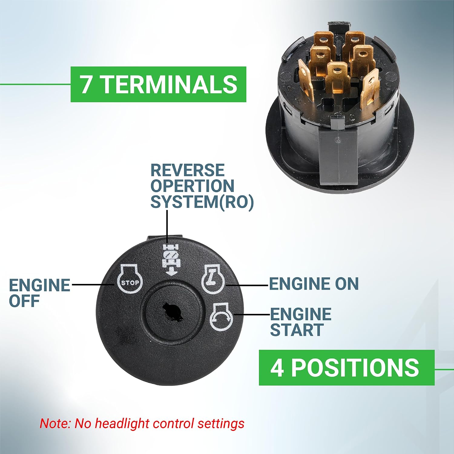 532193350 193350 Ignition Switch 2 Keys 4 Position 7 Terminals - Compatible with Husqvarna AYP Craftsman Poulan Lawn