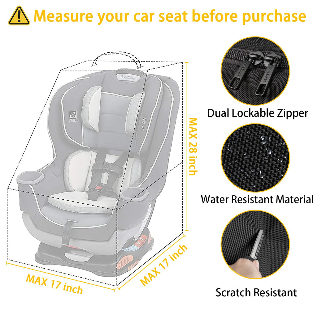 Padded Car Seat Travel Bag Backpack for Airplane, Heavy Duty Car Seat Bags for Air Travel, Carseat Cover for Airplane