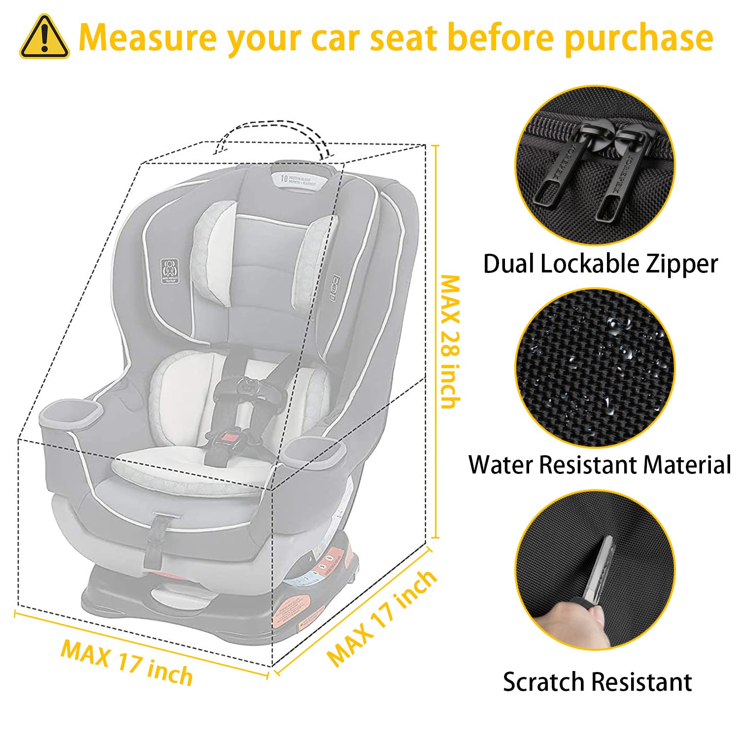 Padded Car Seat Travel Bag Backpack for Airplane, Heavy Duty Car Seat Bags for Air Travel, Carseat Cover for Airplane