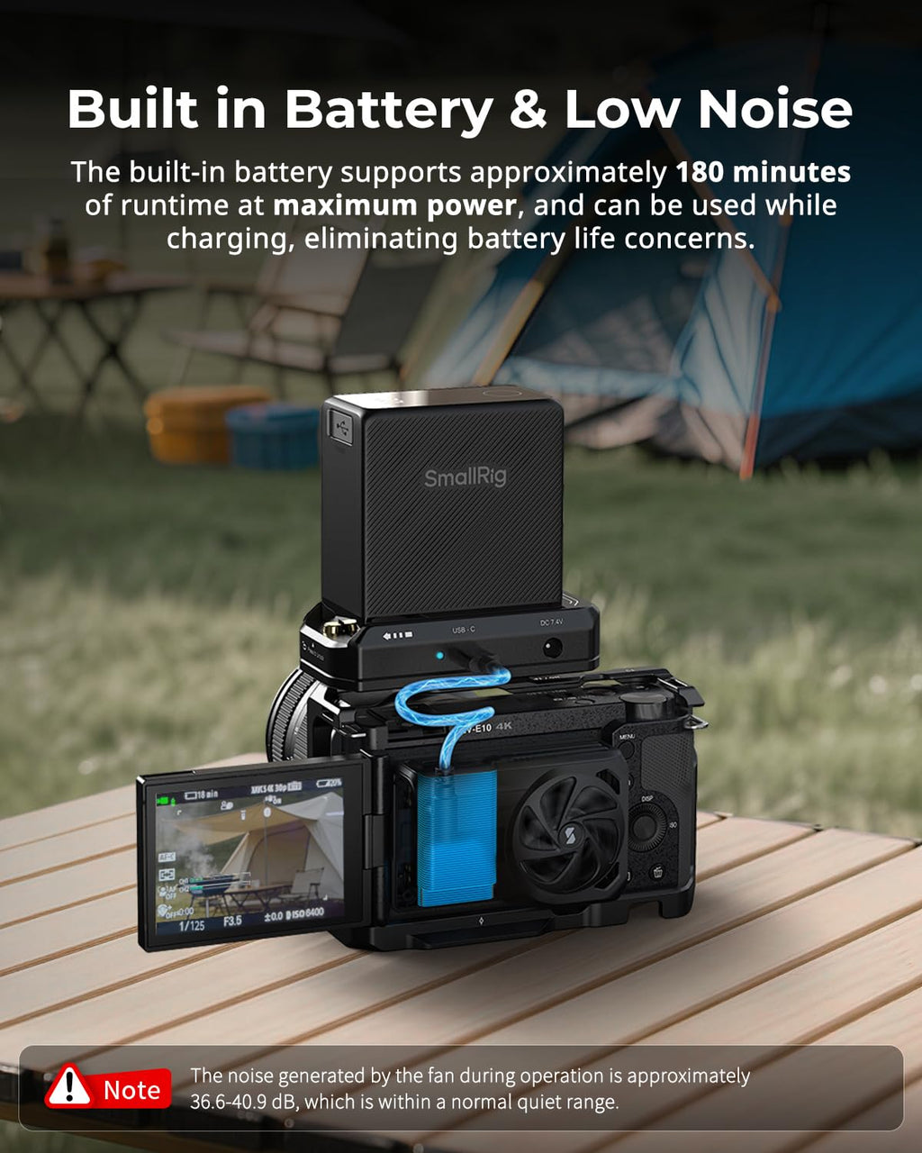 SMALLRIG Cooling Fan Built-in Battery, External Camera Cooling System