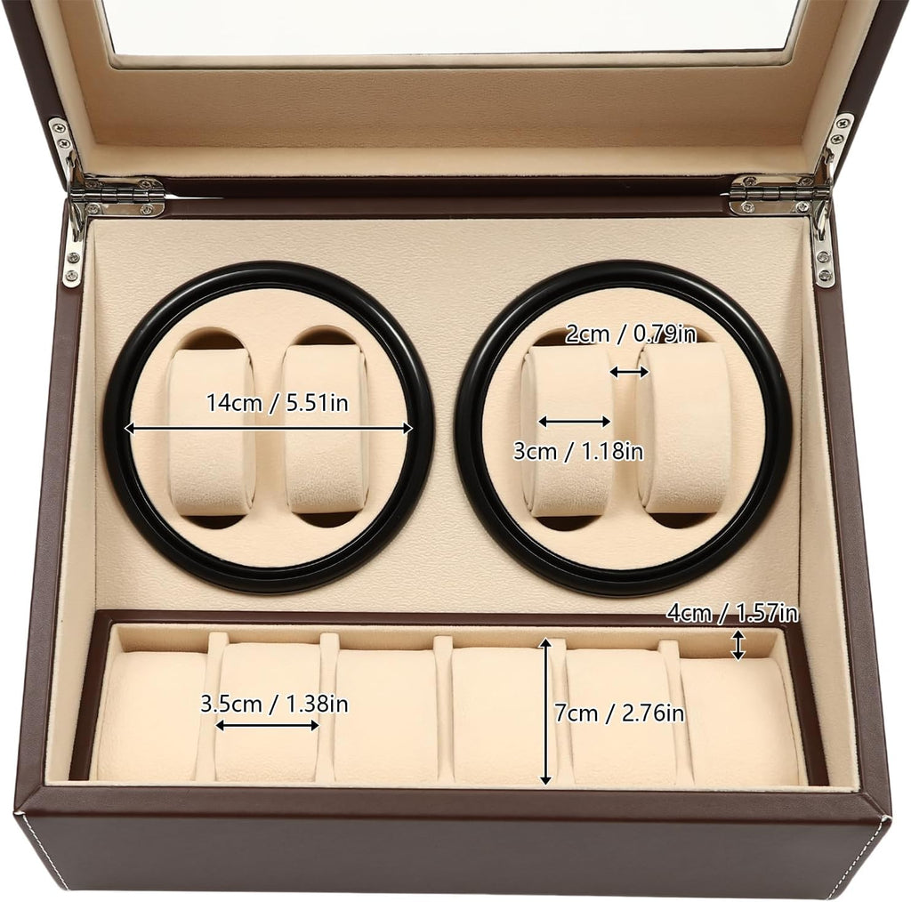 Leather Automatic Watch Winder Box 4+6 Automatic Rotation Watch Display Storage Box Watch Winder Case Organizer