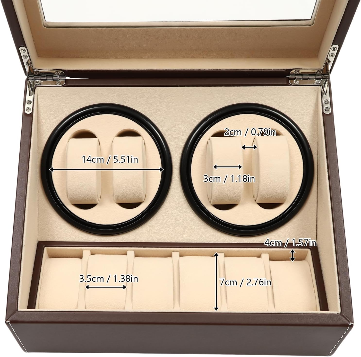 Leather Automatic Watch Winder Box 4+6 Automatic Rotation Watch Display Storage Box Watch Winder Case Organizer