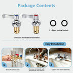 002713-40 002714-40 Handle Stem Assembly Replacement Compatible with T&S Brass Faucets - Hot (Red) & Cold (Blue) Side Spindle Valve Repair Part for Eterna Series