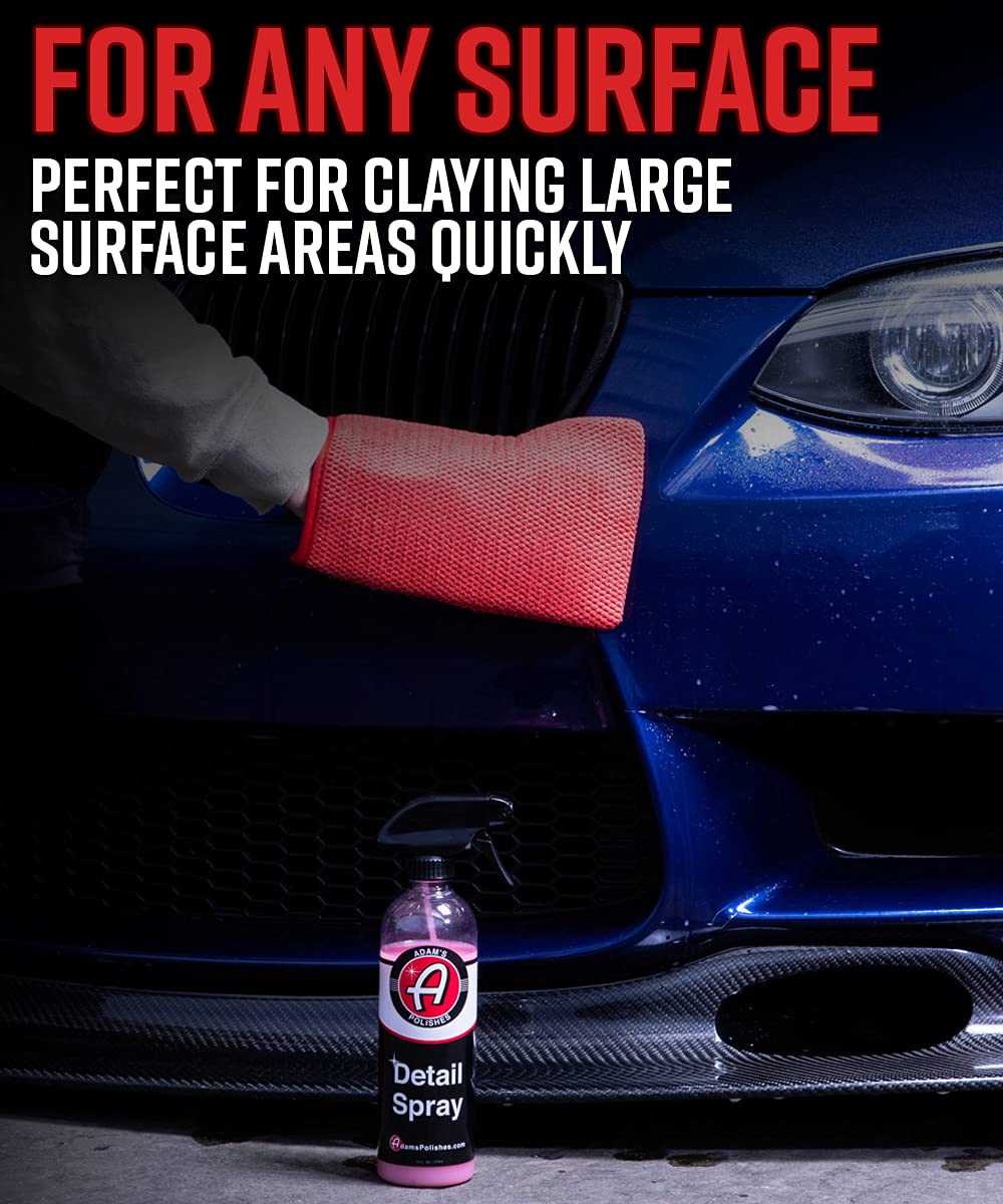 Adam's Clay Mitt Combo - Detail Spray Clay Lubricant for Medium Grade Clay for Car Detailing - Glove Quickly Removes