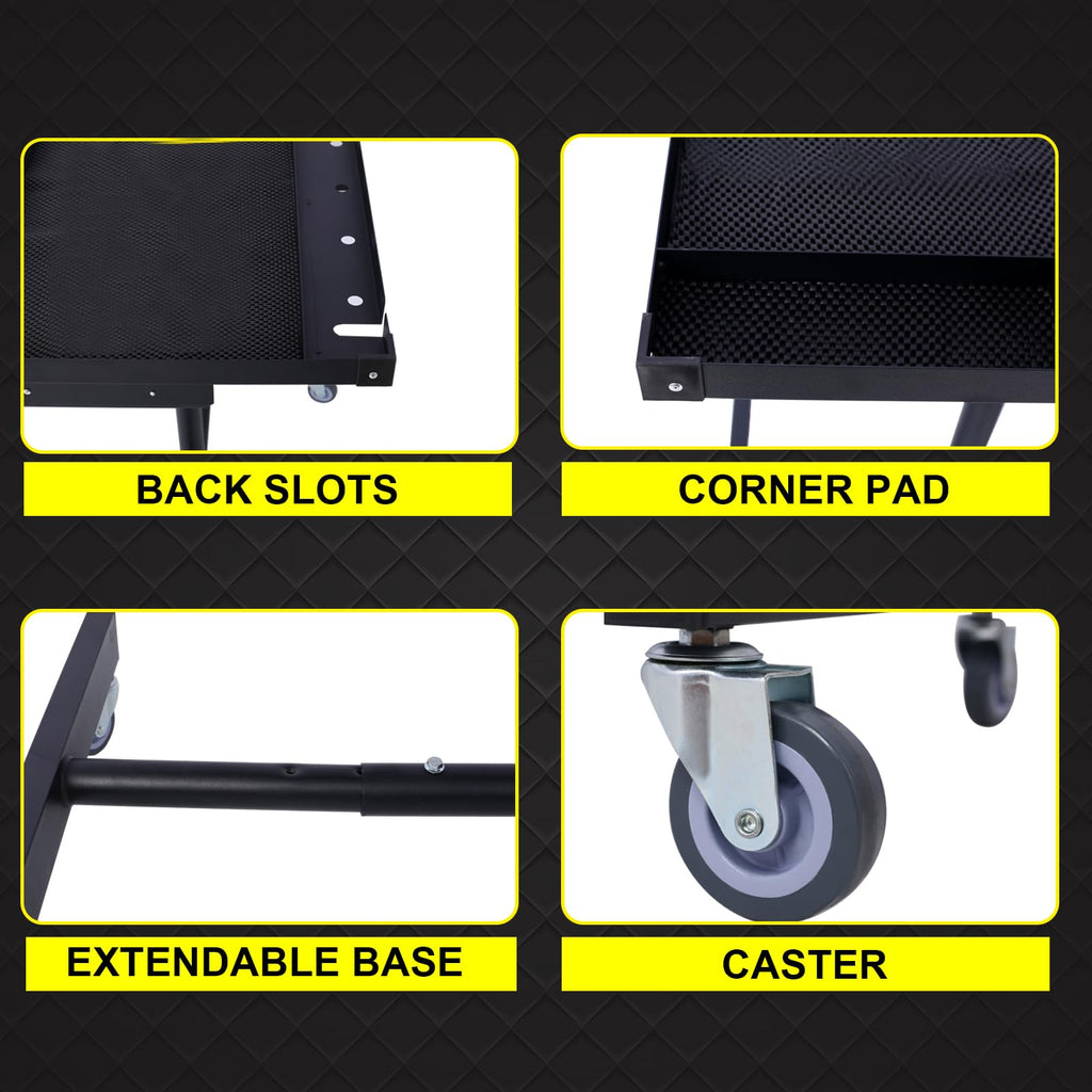 Rolling Tool Tray with Wheels, Heavy Duty Adjustable Work Table with Drawers, Tear Down Work Table with Drawer for