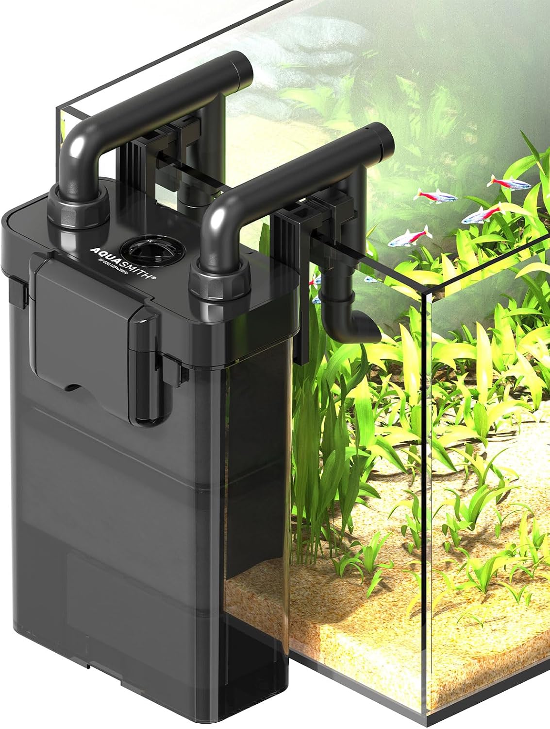 Hang on Back Aquarium Filter,No-Hum Whisper-Quiet for 3-10 Gal | 92GPH Small Canister Filter,Multi-Layered