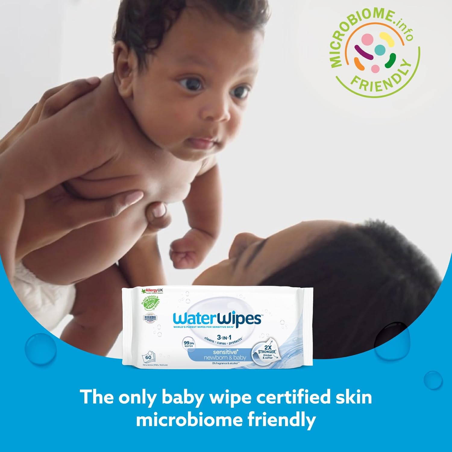 Sensitive+ Newborn & Baby Wipes, 3-In-1 Cleans, Cares, Protects, 99.9% Water, Unscented & Hypoallergenic, 240 Count
