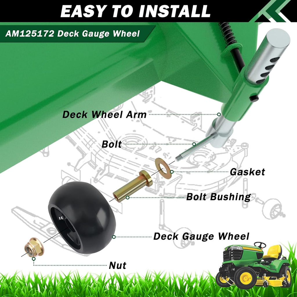 CheeMuii 2 Pack AM125172 Lawn Mower Deck Wheels Kit with 2 Style Bushings