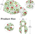 Scrub Caps Women Ponytail, Funny Print Surgical Cap with Button & Sweatband