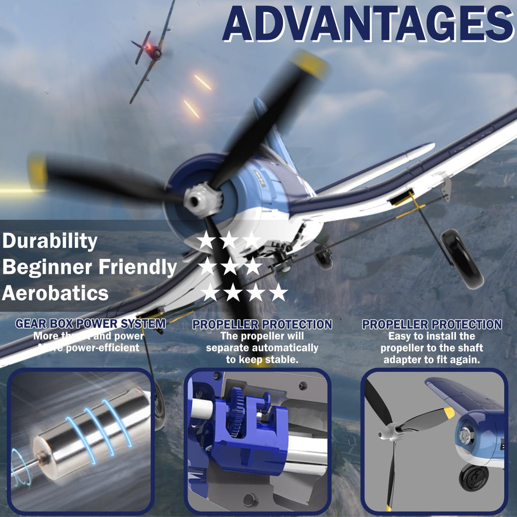 4 Channel RC Plane - Ready to Fly Aerobatic Aircraft, Easy Control for Beginners, F4U Corsair RC Airplane Best Gift