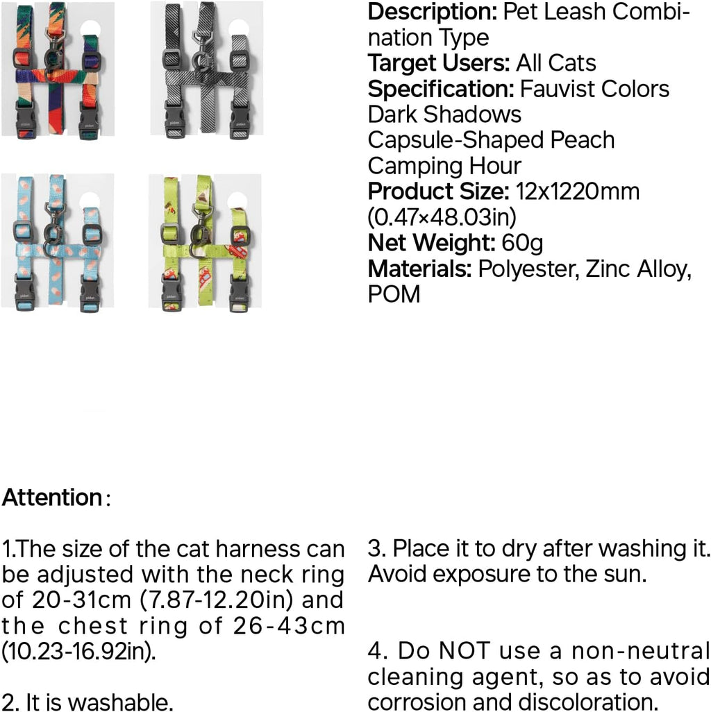 Cat Harness and Leash Set, Adjustable,M Size, Escape Proof