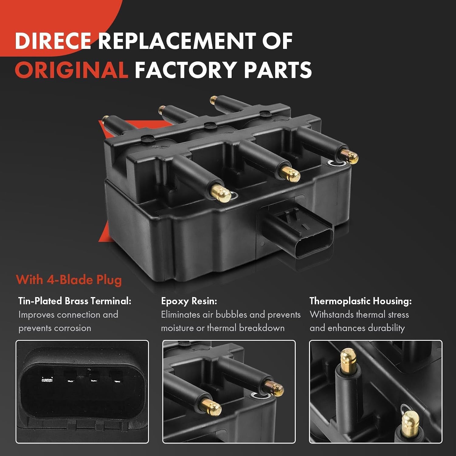 1 Ignition Coil with 6 Wire and 6 Iridium Spark Plug | Compatible with Dodge Grand Caravan 2001-2010, Caravan &