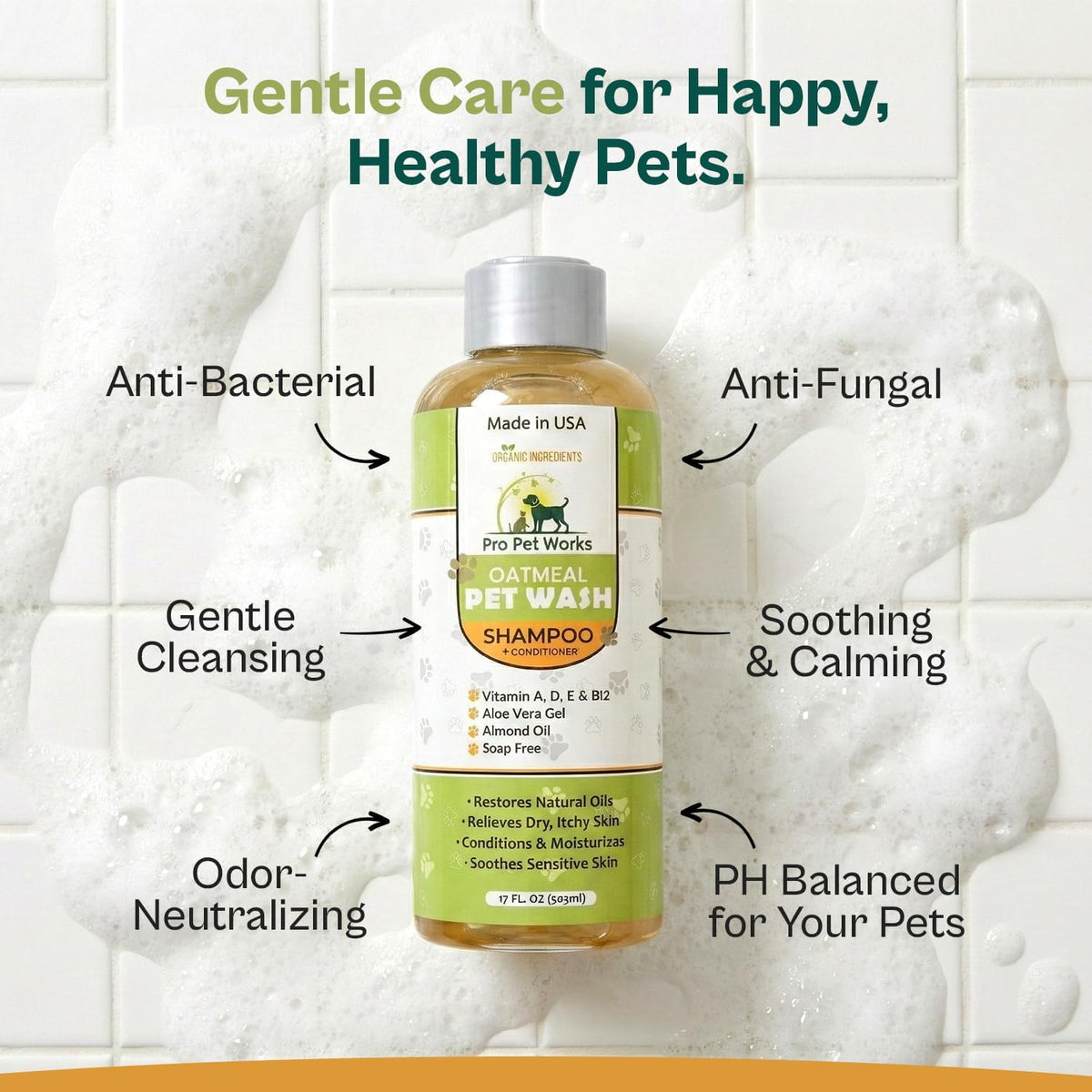 Oatmeal Dog Shampoo and Conditioner for Allergies, Itching and Sensitive Skin - Smelly, Itchy Pet Cleaning Supplies