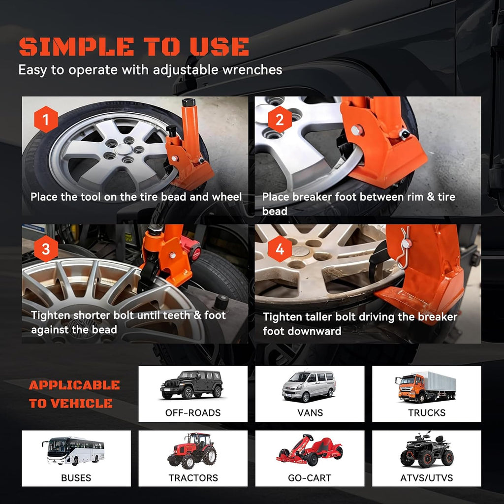 Manual Tire Bead Breaker Tool with Rubber Pad for 38–42 Inch Tires