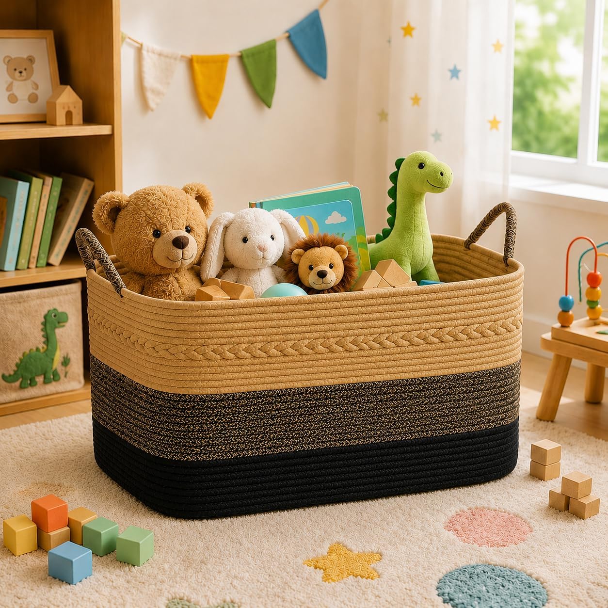 Large Laundry Hamper Basket, 100L Cotton Rope Woven Storage Bin for Blankets, Dirty Clothes Toys, Decorative Tall