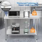 48'' x 24'' Stainless Steel Table for Prep & Work,Commercial Worktables & Workstations, NSF Heavy Duty Metal Table