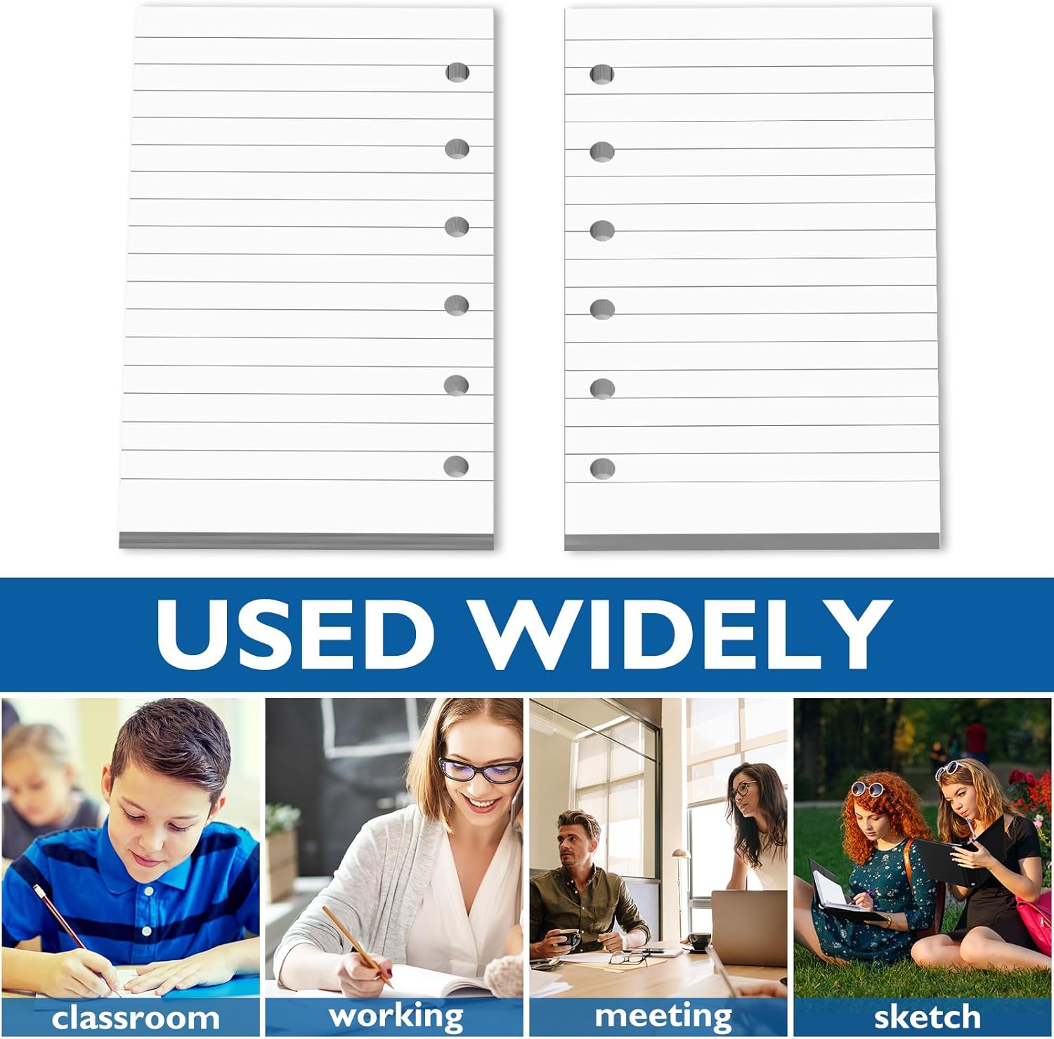 6 Hole Mini Lined Paper Refill 200 Sheets Blank Planner Refills Loose Leaf Papers 3 x 5 Inches for Binders Planner