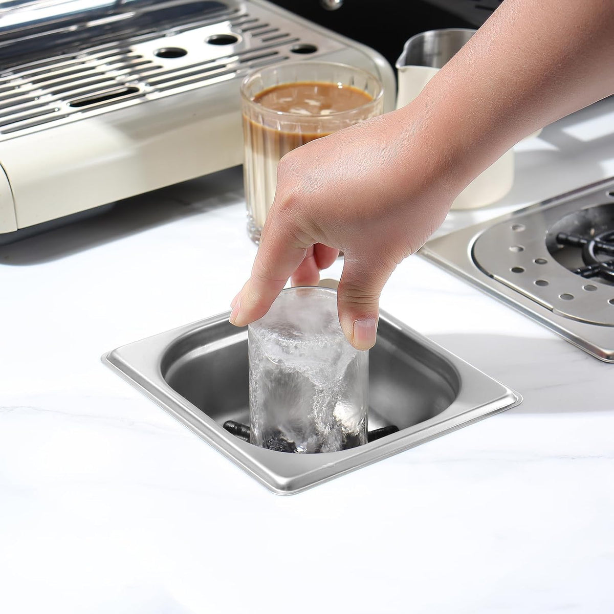 Pitcher Rinser , DIBTSA Automatic Glass Cup Washer , 304 Stainless Steel Coffee Milk Tea Cup Cleaner, for Home