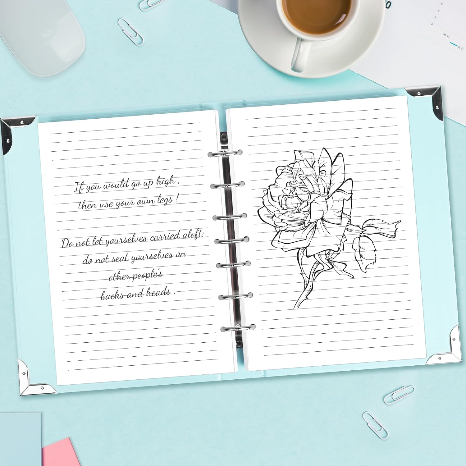 A5 Refill Paper, 7-Hole Planner Inserts for A5 Binder Budget Planner Journals Notebook, Loose Leaf Lined Paper with