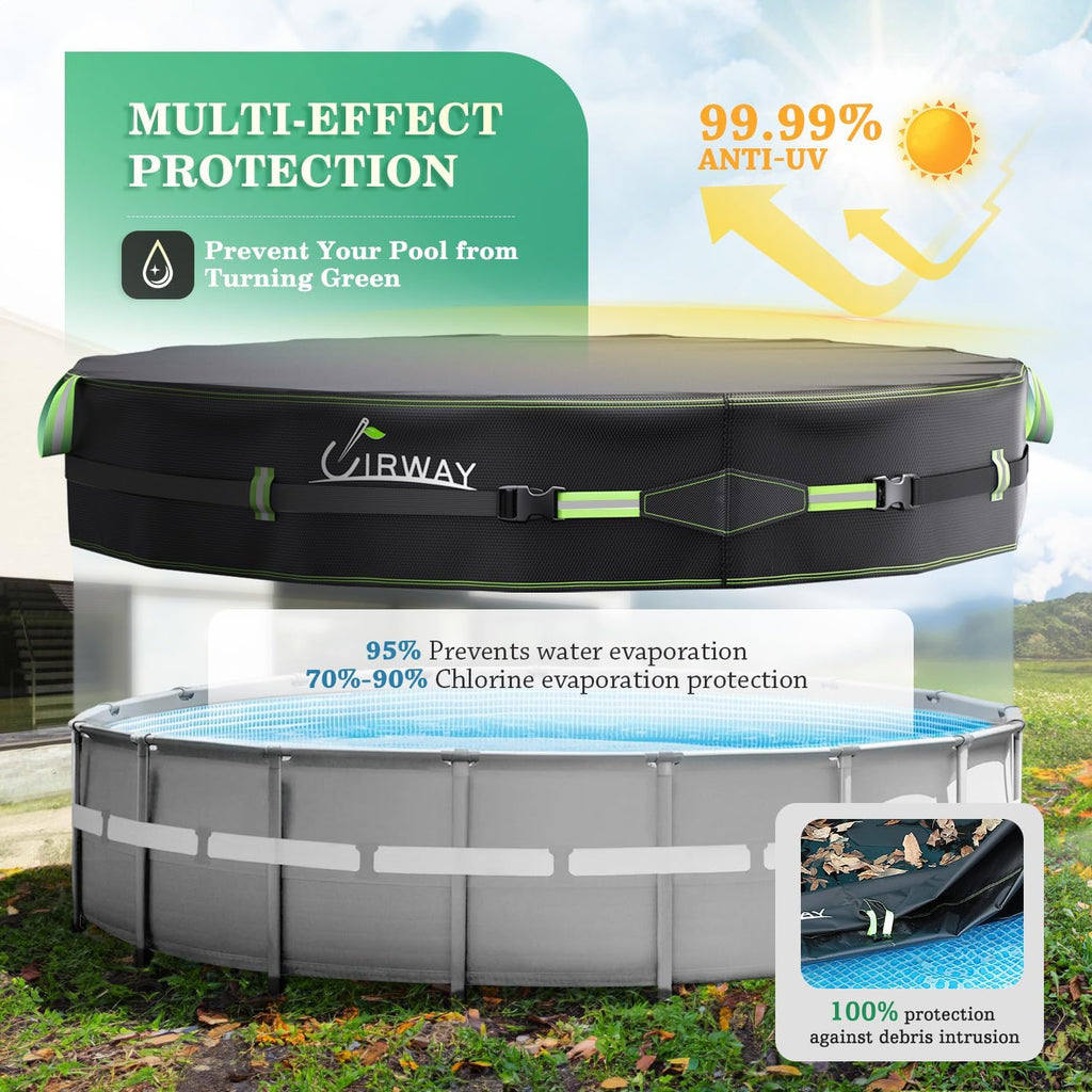 500D Pool Cover 14FT Round [2026 Upgraded Heavy Duty Fabric] Solar Pool Covers for Above Ground Pools, New Super