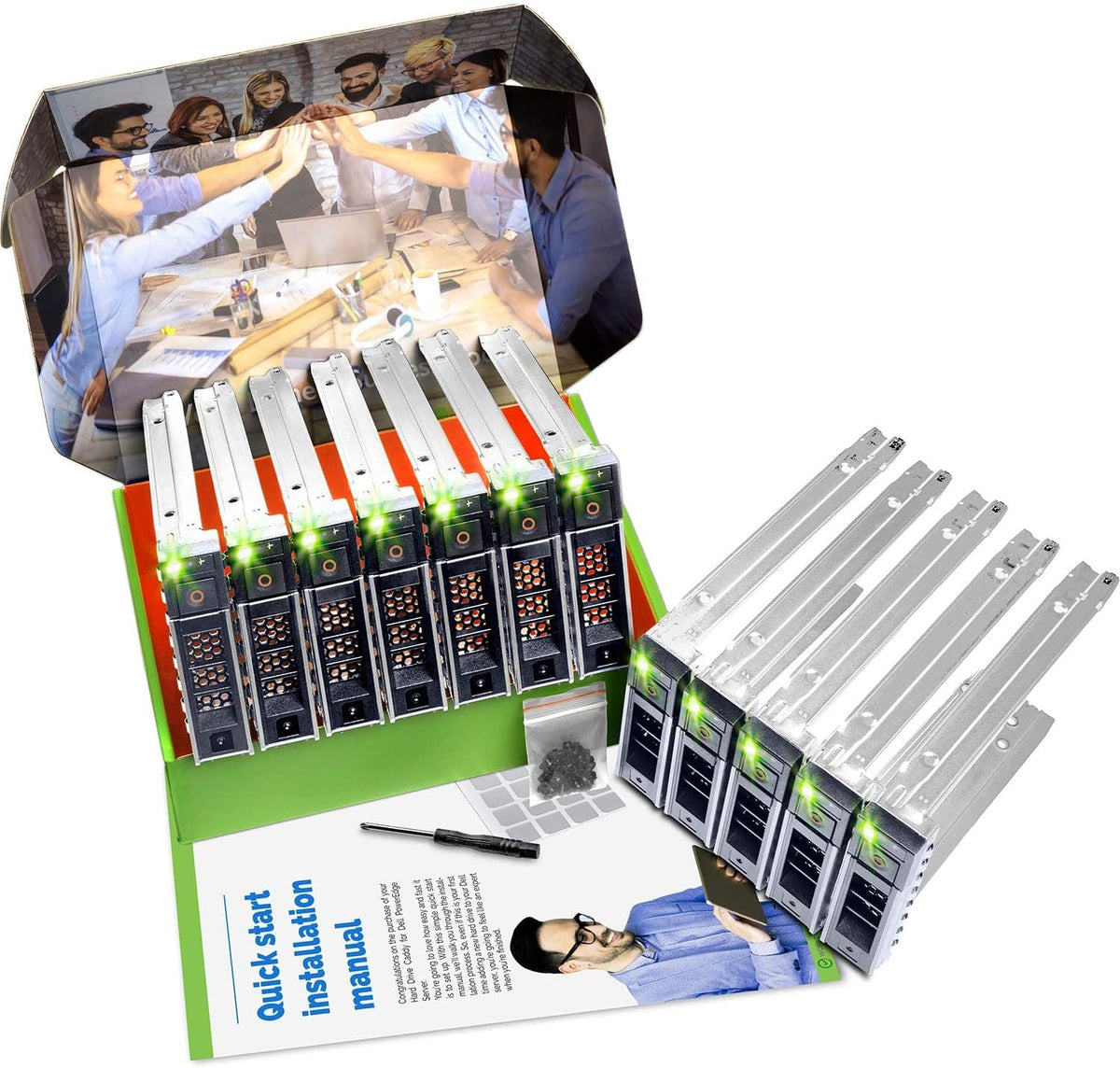 WORKDONE 12-Pack 3.5" LFF Caddy - fits Dell PowerEdge 17-14th Gen WH5D2