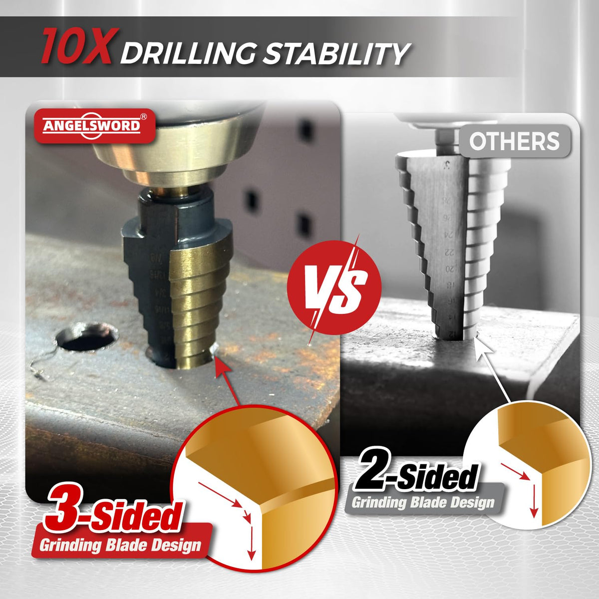 ANGELSWORD Step Drill Bit for Metal Sheet, HSS Titanium Step Bit, 5pc