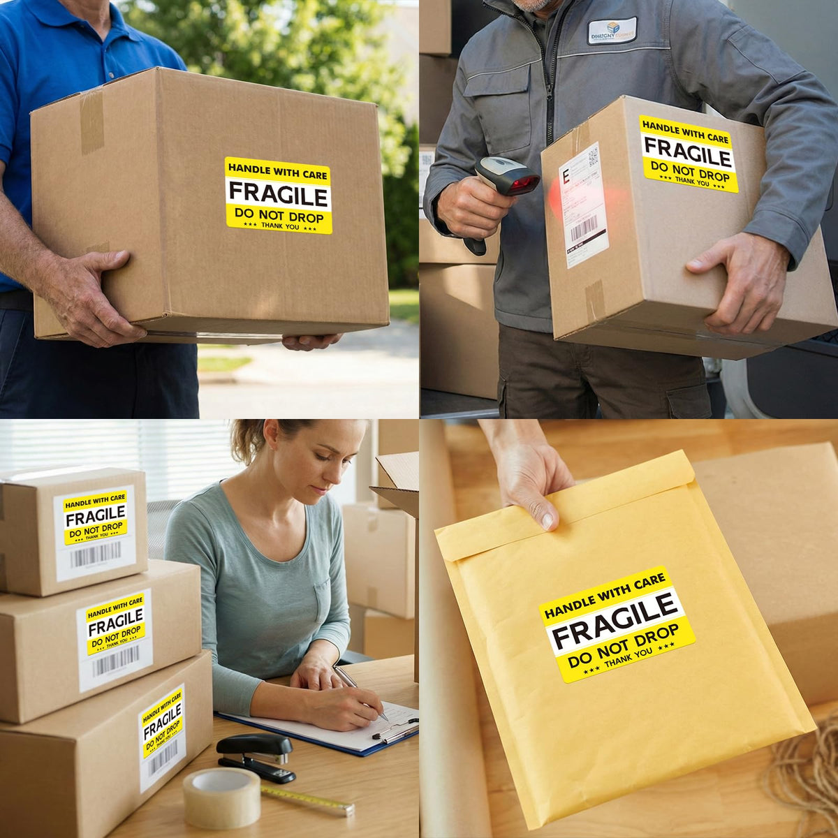 120 PCS 6" × 4" Fragile Shipping Stickers Do Not Drop Labels