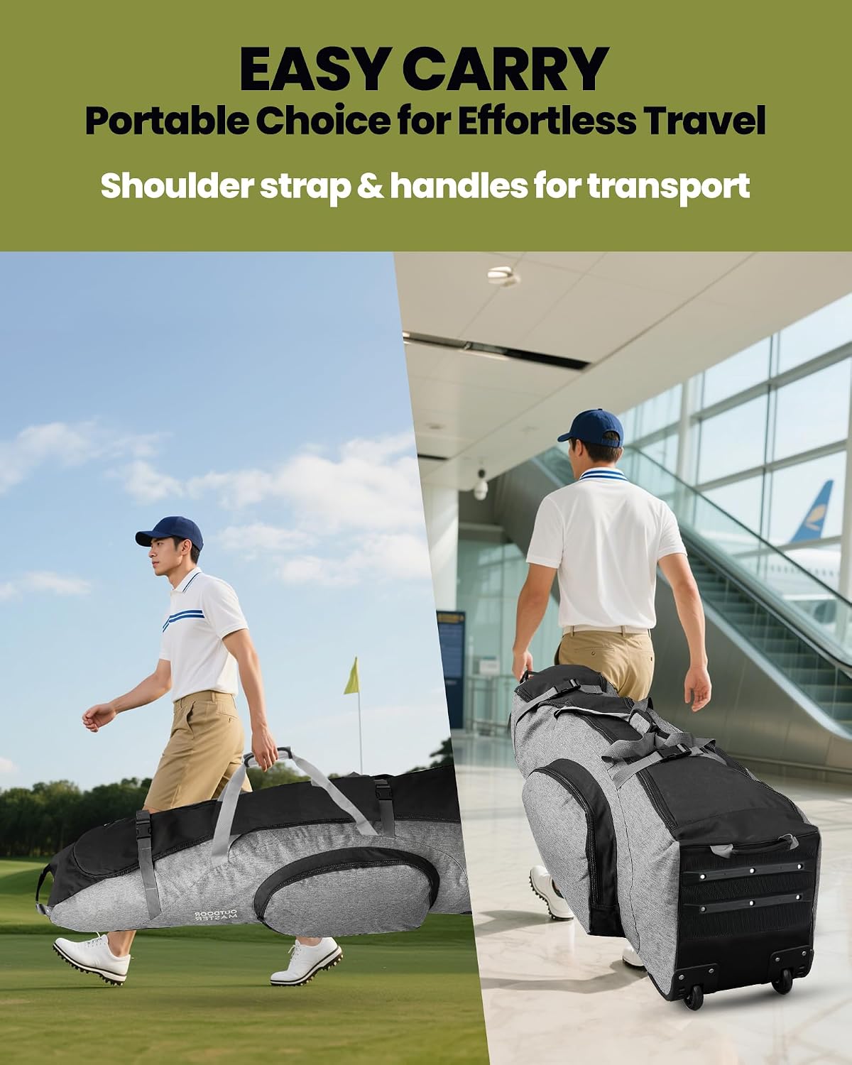 Padded Golf Travel Bag with Reinforced Wheels