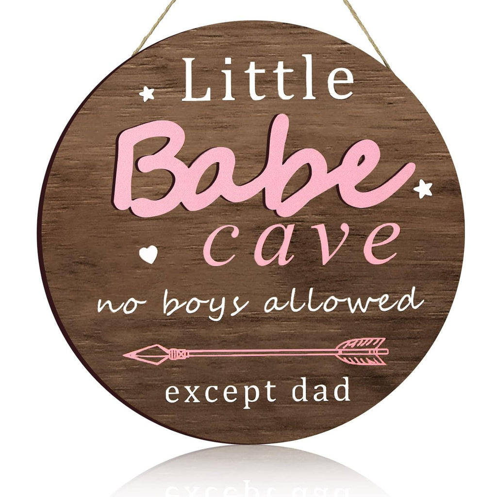 Little Babe Cave Door Sign Wood Baby Girl Nursery Decor Little Girl Nursery Room Wall Art for Bedroom Living Room