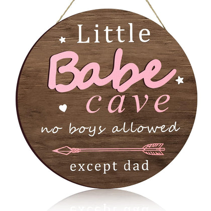 Little Babe Cave Door Sign Wood Baby Girl Nursery Decor Little Girl Nursery Room Wall Art for Bedroom Living Room