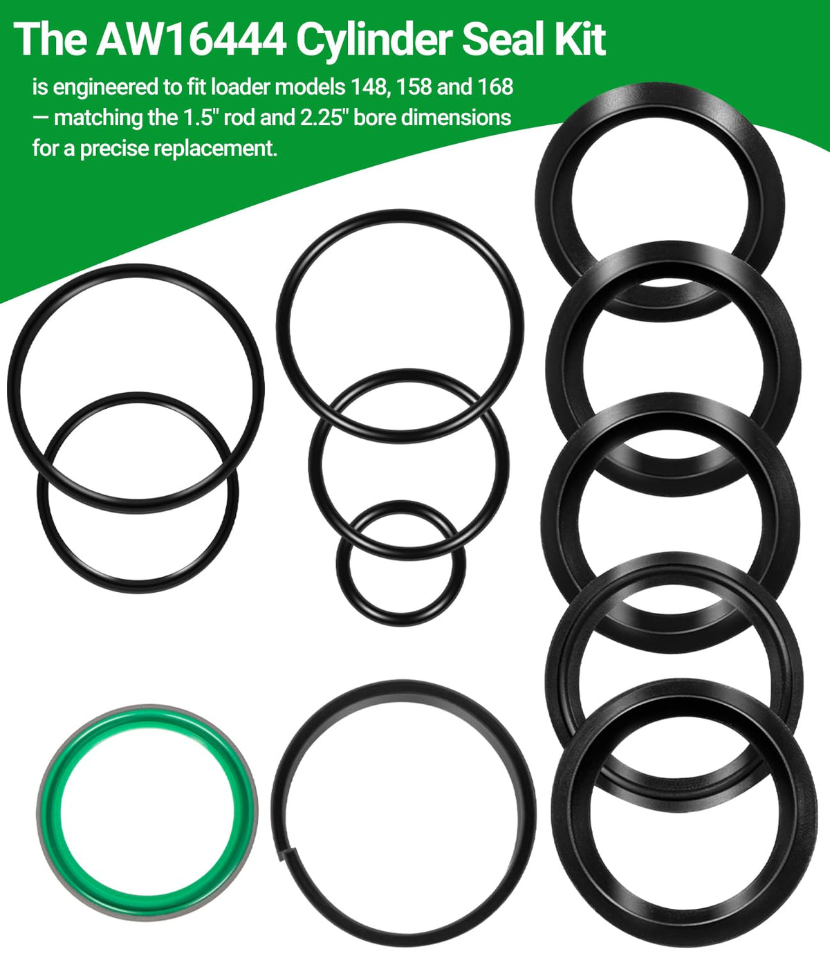 AW16444 Hydraulic Seal Kit for John Deere 145 148 158 168 Loaders