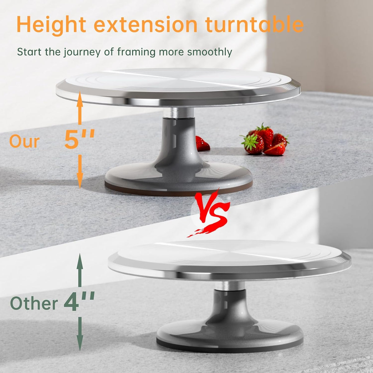 12 Inch Cake Turntable Decorating Stand with Aluminum,Cake Turntable Decorating Kit,Rotating Cake Stand Cake Spinner