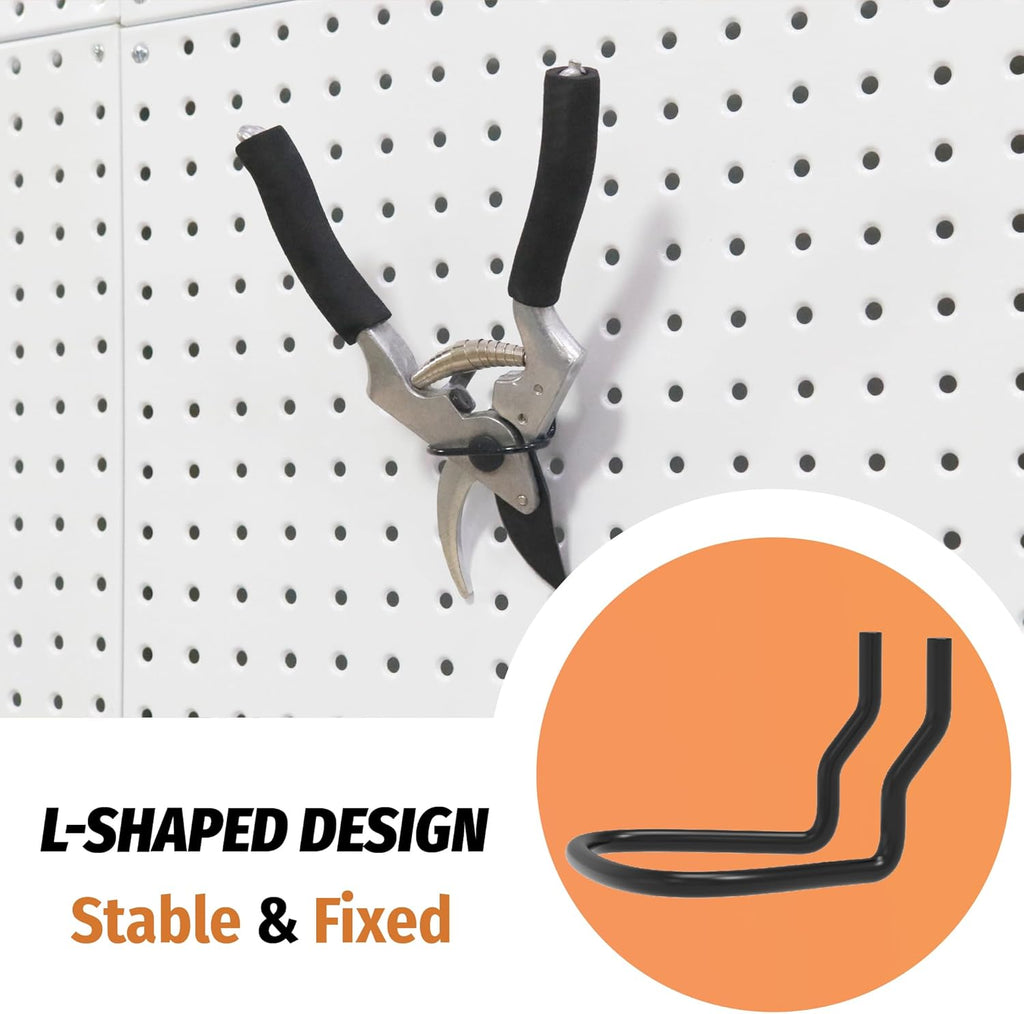 16 Pack Pegboard Pliers Holder–Black Stainless Steel Peg Board Tool Holders for Garage Organization-Secure Ring Style