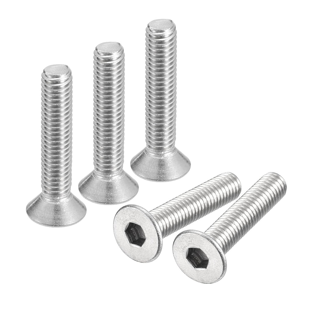 uxcell #10-32x1 Flat Countersunk Head Socket Cap Screws, 20Pcs 304 Stainless Steel Hex Socket Flat Head Screws, Full Thread, Countersunk Bolts