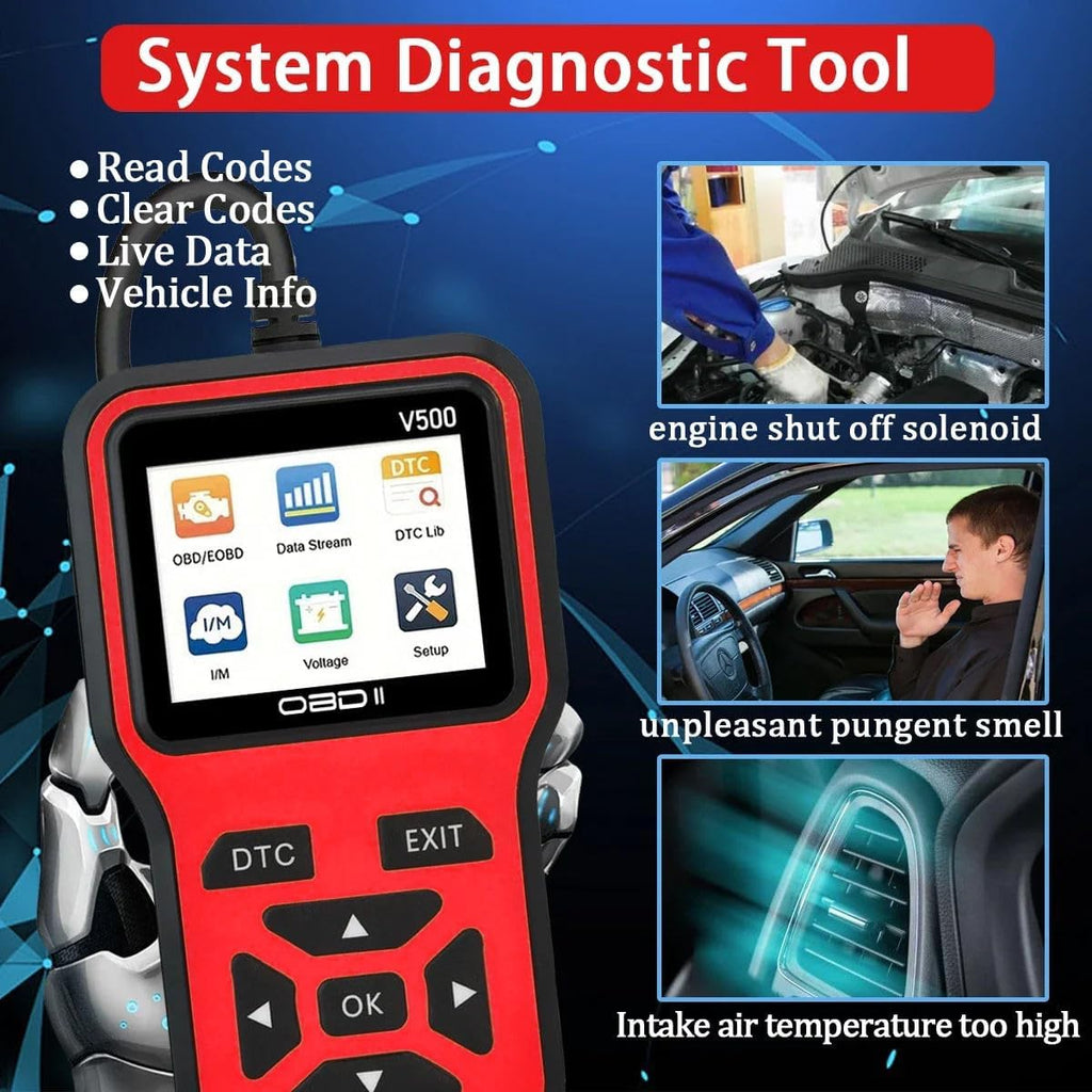 V500 OBD2 Scanner Diagnostic Tool, Professional Code Reader with Live Data Stream, DTC Lookup, I/M Readiness, O2