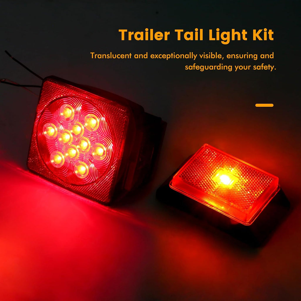 70205 Trailer Light Kit - 12V All LED, Left and Right Waterproof Submersible for Trailers, Boat Trailer Truck Marine