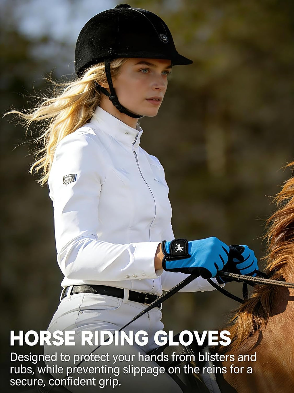 Horse Riding Gloves Equestrian for Women, Mesh Breathable