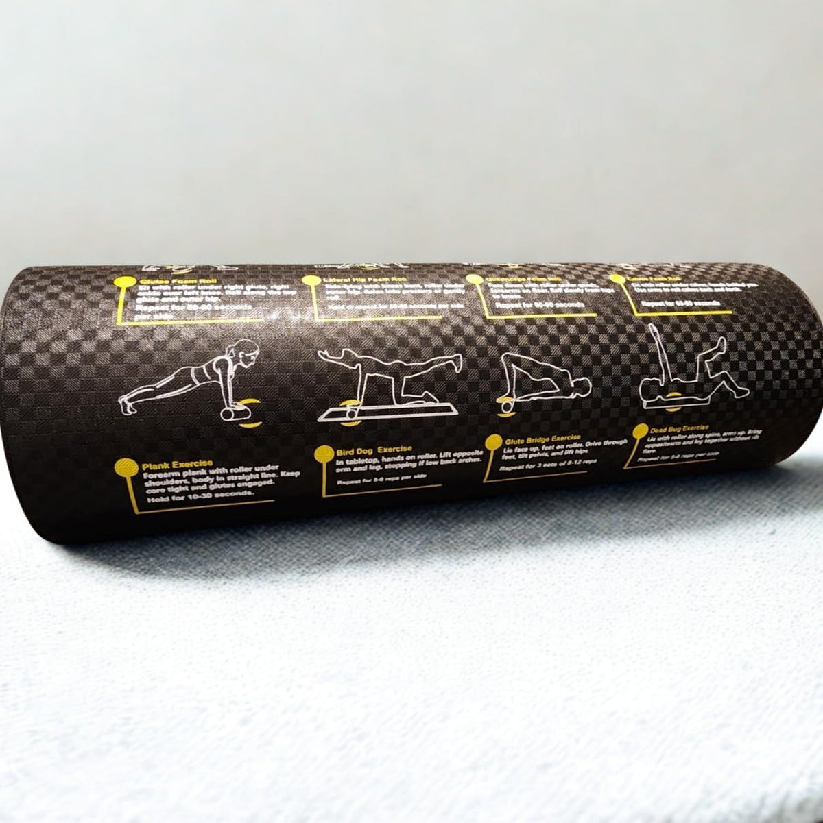 Foam Roller with Printed Exercises, 17.7'' x 6'' Lightweight EPE/PE