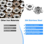 M METERXITY 10-Pack M6x8.7mm T-nut, 4-Pronged Tee Nut Threaded Insert