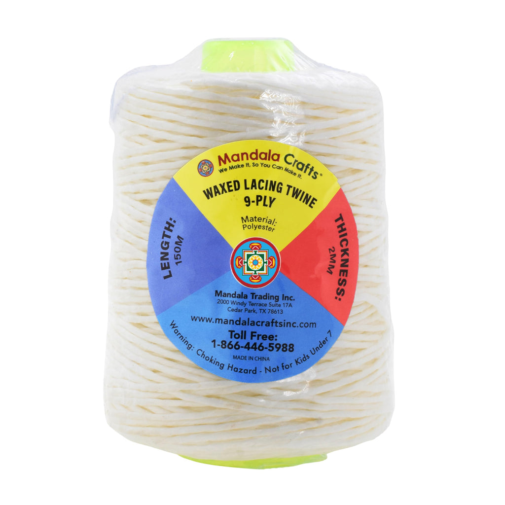 2mm Cream Waxed Twine for Rope Whipping with Needle, 164 YDs