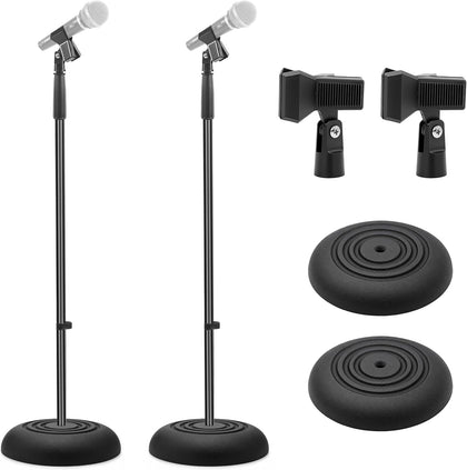 Universal Microphone Stand - Handheld Mic Compatible, Heavy Compact Base, Lightweight & Compact Design, 2.8 to 5 Ft