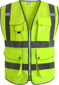 Safety Vest for Men Women Reflective Hi Vis JK150 Yellow XXL | ANSI Class 2, 9 Pockets, 4 Reflective Strips High