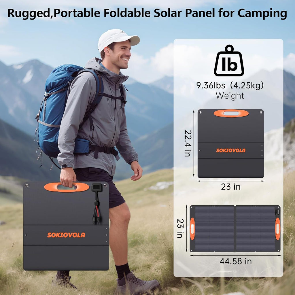 N-Type 16BB 110W Portable Solar Panel for EF/Jackery/Bluetti/Anker Power Station, 25% High Efficiency ETFE Foldable