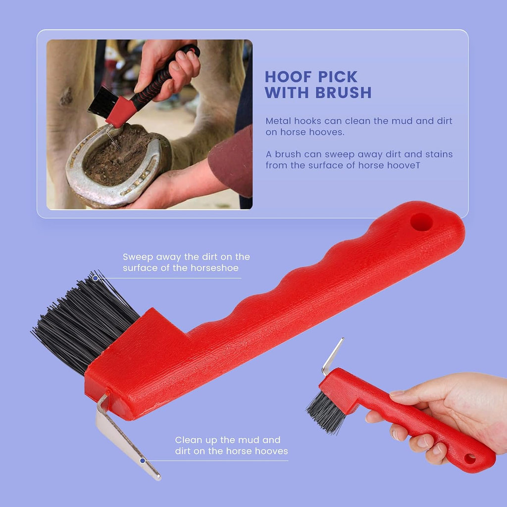 Horse Grooming Kit, 10pcs Horse Brushes & Cleaning Tool Set