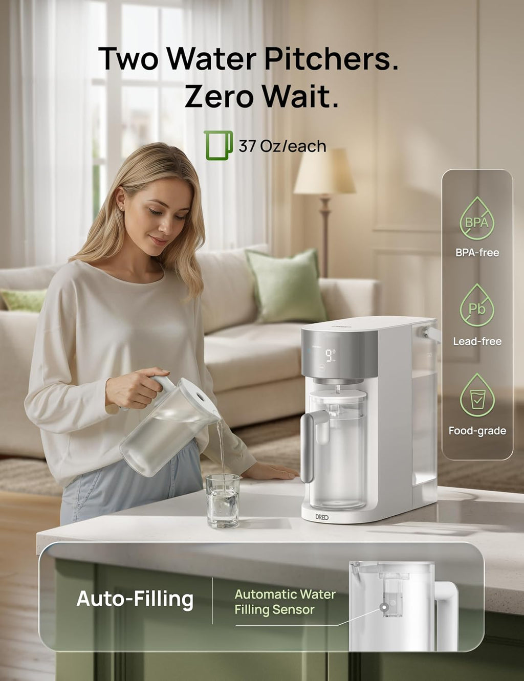 Reverse Osmosis Water Filter Countertop, RO Filtration System, 3:1 Pure to Drain, TDS & Filter Life & 2 Autofill
